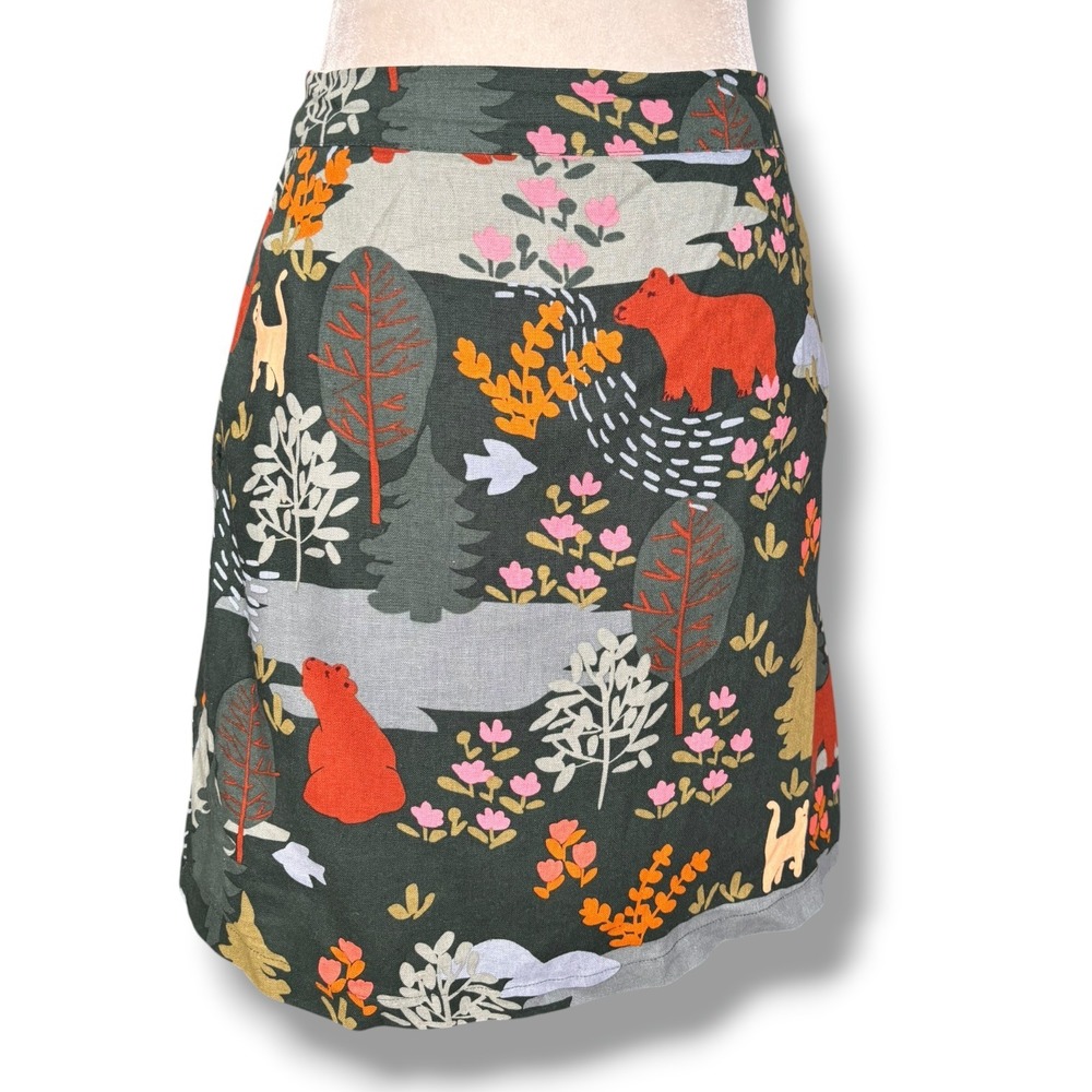 Princess Highway Woodland Bear Cat Linen Blend Mini Skirt Quirky Whimsical